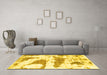 Machine Washable Abstract Yellow Modern Rug in a Living Room, wshabs834yw