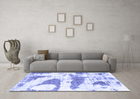 Machine Washable Abstract Blue Modern Rug, wshabs834blu