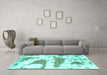 Machine Washable Abstract Turquoise Modern Area Rugs in a Living Room,, wshabs834turq