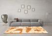 Machine Washable Abstract Orange Modern Area Rugs in a Living Room, wshabs834org