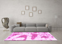 Machine Washable Abstract Pink Modern Rug, wshabs834pnk