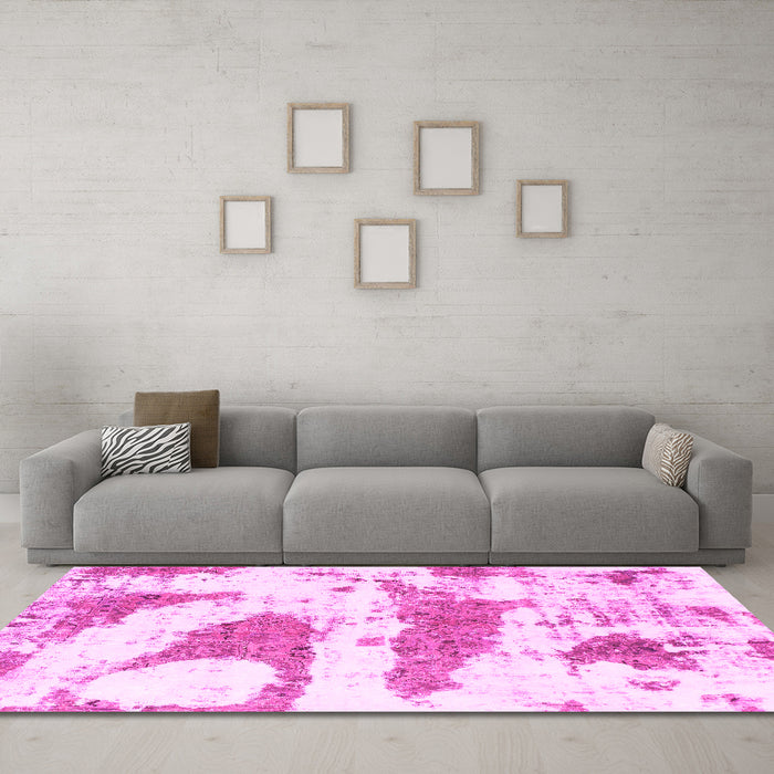 Machine Washable Abstract Pink Modern Rug in a Living Room, wshabs834pnk