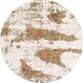 Round Abstract Champagne Beige Modern Rug, abs834