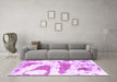 Machine Washable Abstract Purple Modern Area Rugs in a Living Room, wshabs834pur