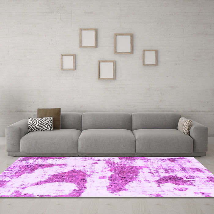 Machine Washable Abstract Purple Modern Area Rugs in a Living Room, wshabs834pur