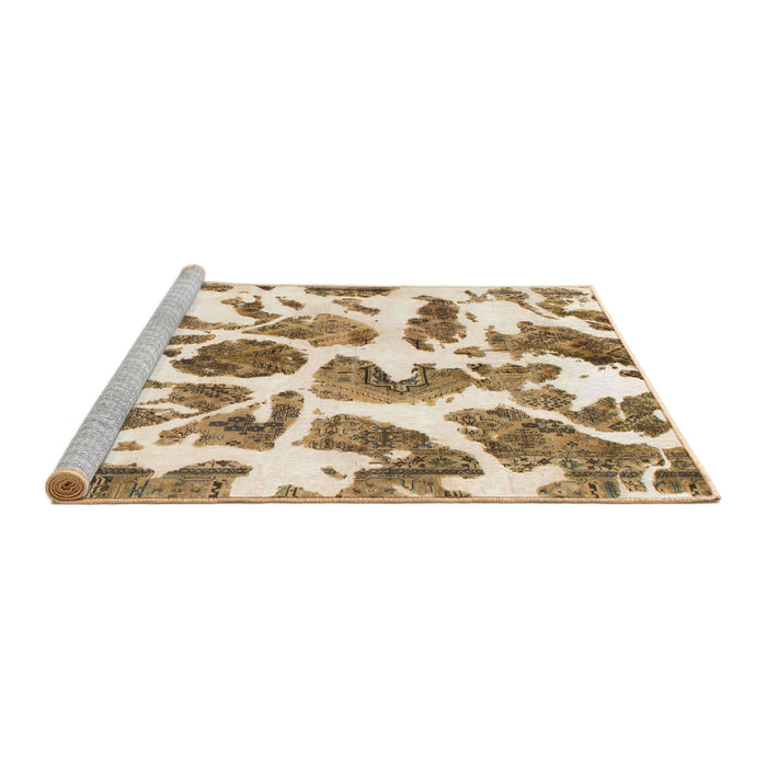 Sideview of Machine Washable Abstract Light Brown Rug, wshabs835