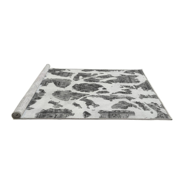 Sideview of Machine Washable Abstract Gray Modern Rug, wshabs835gry