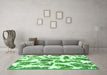 Machine Washable Abstract Emerald Green Modern Area Rugs in a Living Room,, wshabs835emgrn