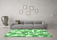 Machine Washable Abstract Emerald Green Modern Rug, wshabs835emgrn