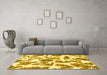 Machine Washable Abstract Yellow Modern Rug in a Living Room, wshabs835yw