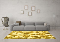 Machine Washable Abstract Yellow Modern Rug, wshabs835yw