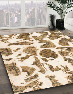 Abstract Light Brown Modern Rug in Family Room, abs835