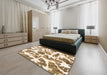 Abstract Light Brown Modern Rug in a Bedroom, abs835