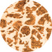 Round Abstract Orange Modern Rug, abs835org