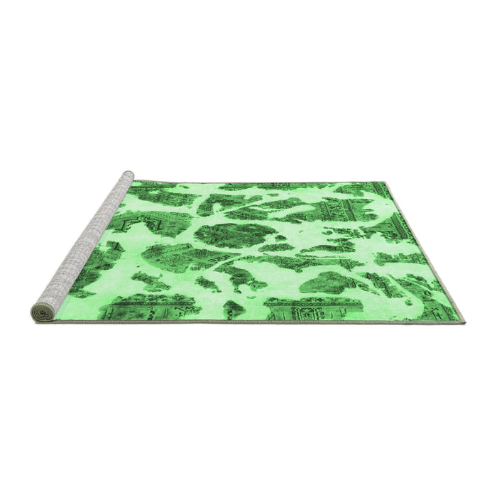 Sideview of Machine Washable Abstract Emerald Green Modern Area Rugs, wshabs835emgrn