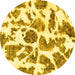 Round Machine Washable Abstract Yellow Modern Rug, wshabs835yw