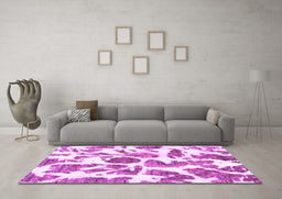Machine Washable Abstract Purple Modern Area Rugs in a Living Room, wshabs835pur