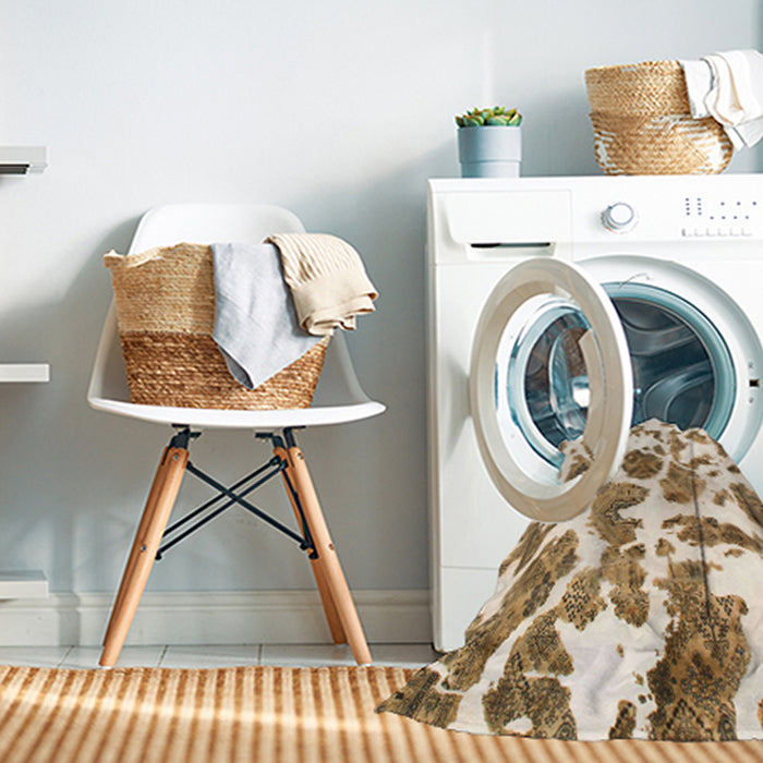 Machine Washable Abstract Light Brown Rug in a Washing Machine, wshabs835