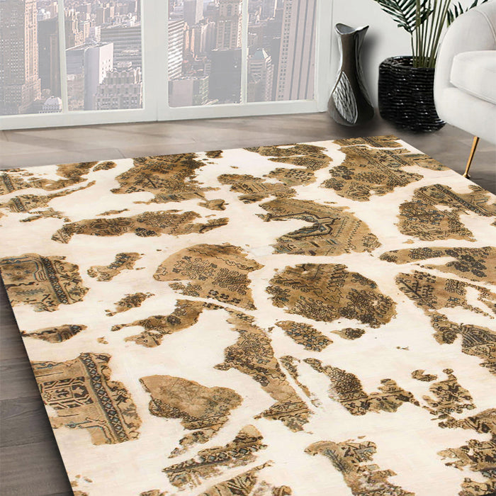 Abstract Light Brown Modern Rug in Family Room, abs835