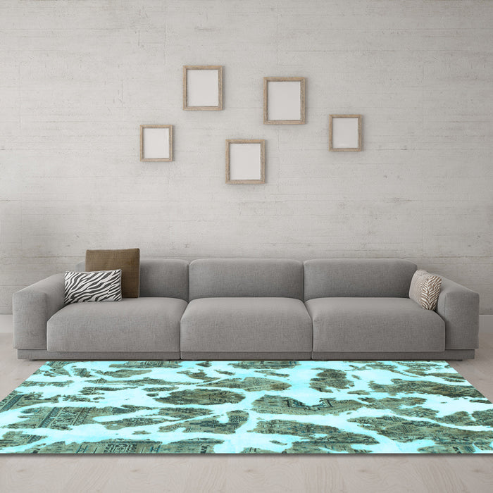 Machine Washable Abstract Light Blue Modern Rug in a Living Room, wshabs835lblu