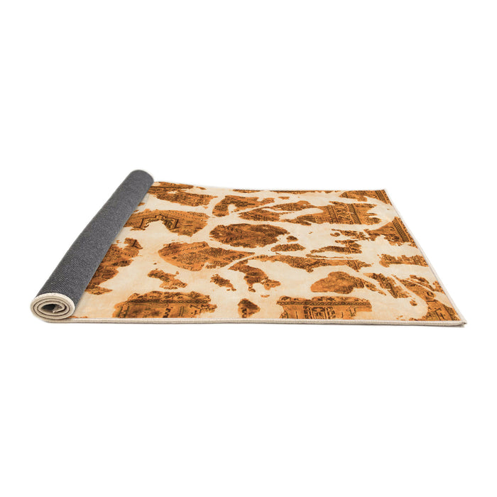 Sideview of Abstract Orange Modern Rug, abs835org