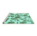 Sideview of Machine Washable Abstract Turquoise Modern Area Rugs, wshabs835turq