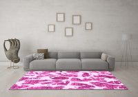 Machine Washable Abstract Pink Modern Rug, wshabs835pnk