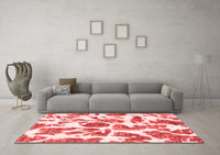 Machine Washable Abstract Red Modern Rug, wshabs835red