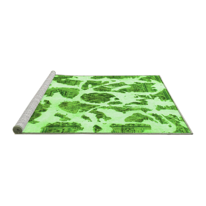 Sideview of Machine Washable Abstract Green Modern Area Rugs, wshabs835grn