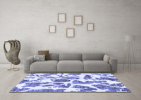 Machine Washable Abstract Blue Modern Rug, wshabs835blu