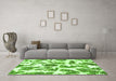 Machine Washable Abstract Green Modern Area Rugs in a Living Room,, wshabs835grn