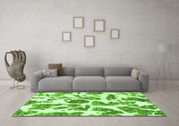 Machine Washable Abstract Green Modern Rug, wshabs835grn