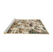 Sideview of Machine Washable Abstract Dark Gold Brown Rug, wshabs836