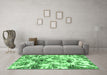 Machine Washable Abstract Emerald Green Modern Area Rugs in a Living Room,, wshabs836emgrn