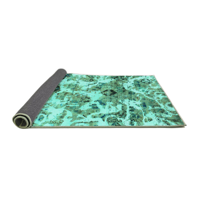 Sideview of Abstract Turquoise Modern Rug, abs836turq