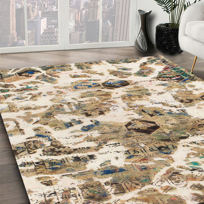 Machine Washable Abstract Dark Gold Brown Rug in a Family Room, wshabs836