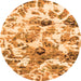 Round Machine Washable Abstract Orange Modern Area Rugs, wshabs836org