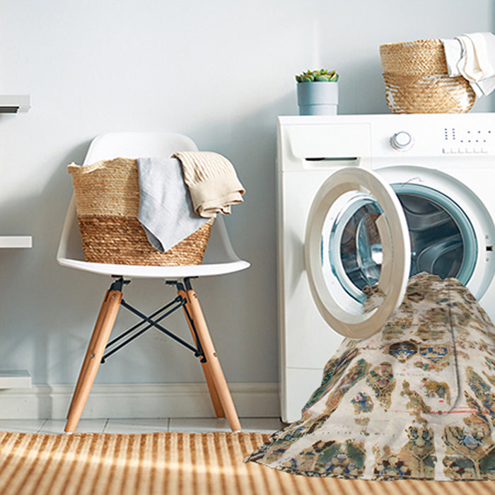 Machine Washable Abstract Dark Gold Brown Rug in a Washing Machine, wshabs836