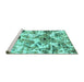 Sideview of Machine Washable Abstract Turquoise Modern Area Rugs, wshabs836turq