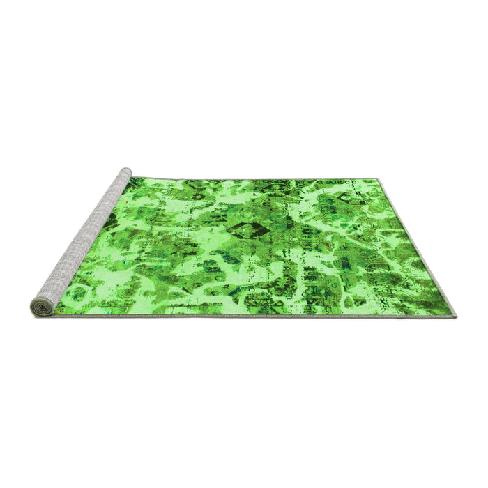Sideview of Machine Washable Abstract Green Modern Area Rugs, wshabs836grn
