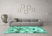 Machine Washable Abstract Turquoise Modern Area Rugs in a Living Room,, wshabs836turq