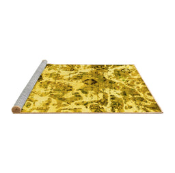 Sideview of Machine Washable Abstract Yellow Modern Rug, wshabs836yw