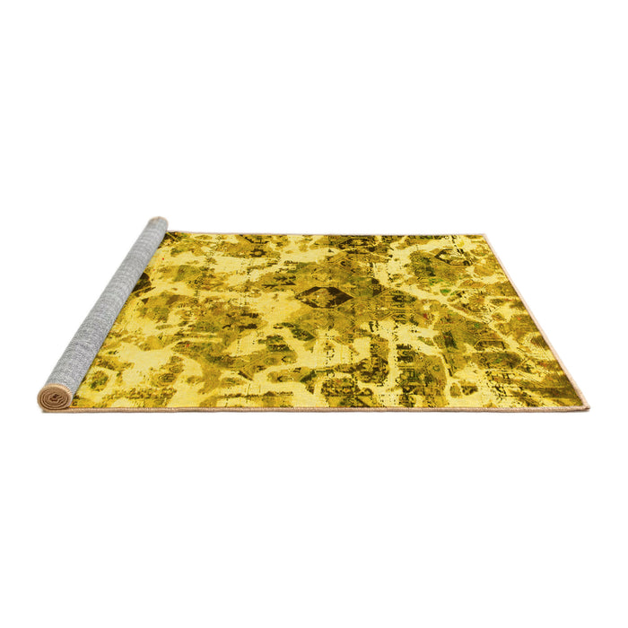Sideview of Machine Washable Abstract Yellow Modern Rug, wshabs836yw