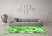 Machine Washable Abstract Green Modern Area Rugs in a Living Room,, wshabs836grn