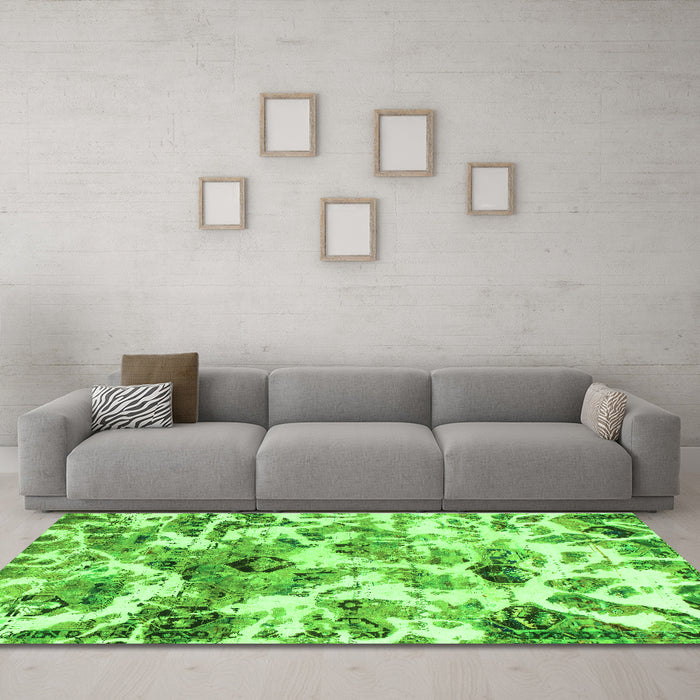 Machine Washable Abstract Green Modern Area Rugs in a Living Room,, wshabs836grn