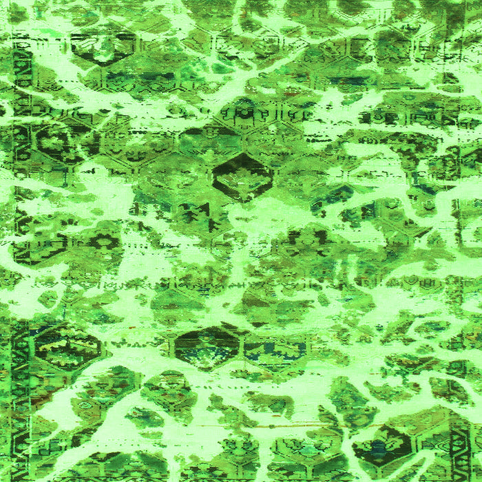 Square Machine Washable Abstract Green Modern Area Rugs, wshabs836grn