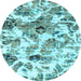 Round Machine Washable Abstract Light Blue Modern Rug, wshabs836lblu