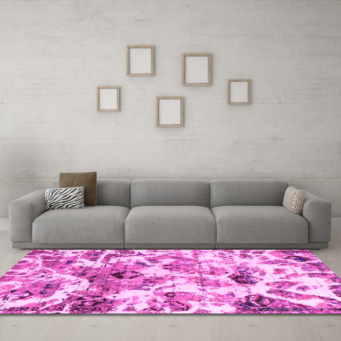 Machine Washable Abstract Pink Modern Rug in a Living Room, wshabs836pnk