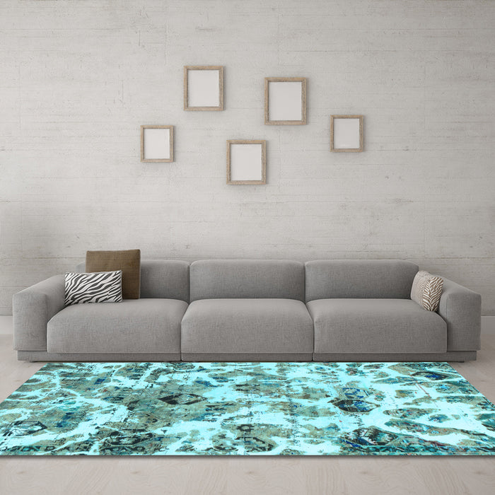 Machine Washable Abstract Light Blue Modern Rug in a Living Room, wshabs836lblu