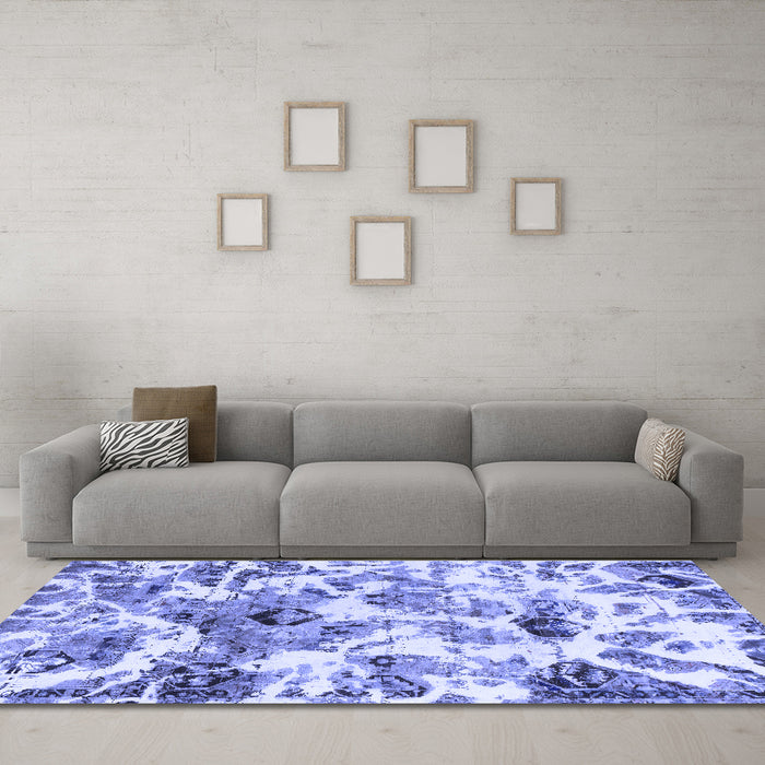 Machine Washable Abstract Blue Modern Rug in a Living Room, wshabs836blu